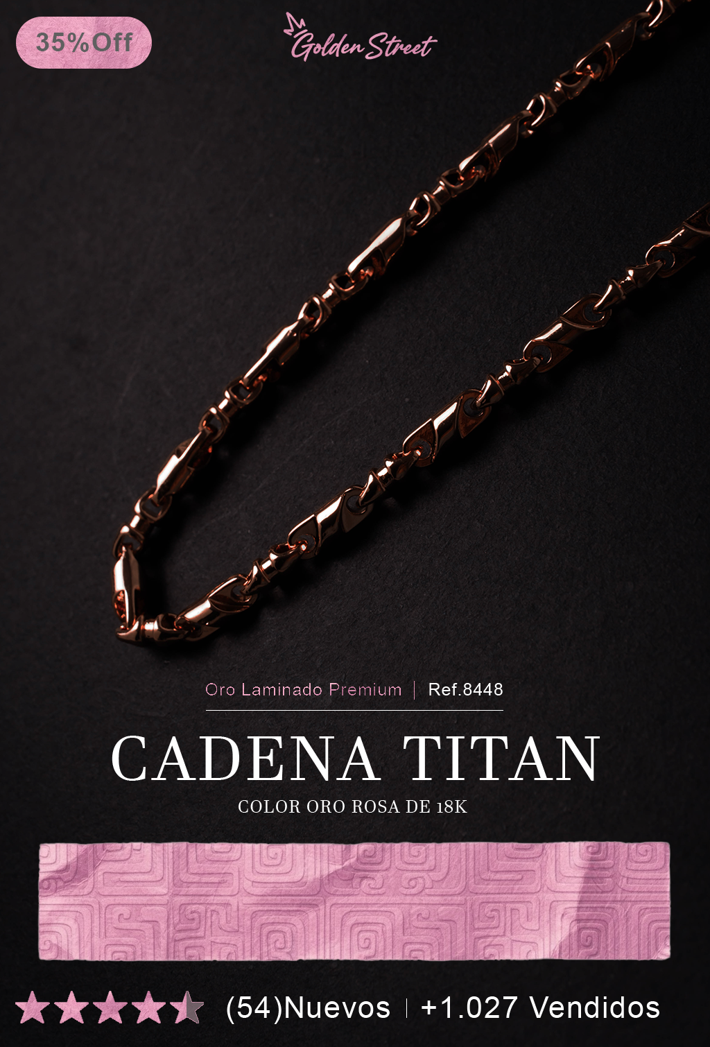 CADENA TITAN ORO ROSA / 8448